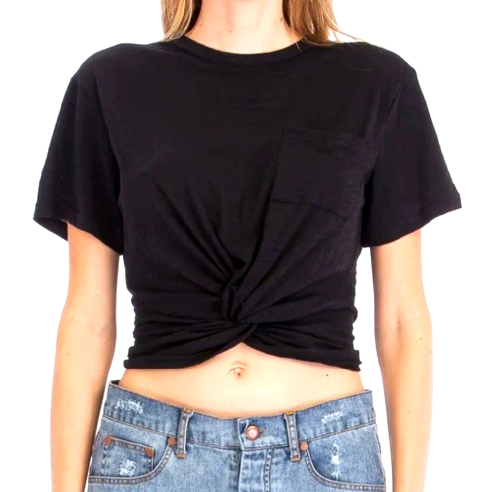 Olivaceous knotted cropped crew tshirt size small